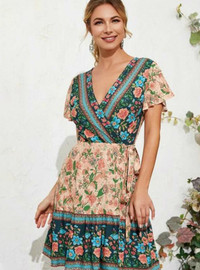 Buy Cheap Green Vintage  Flared Sleeves Print Flared Beach Mini Dress Under 24 Buy Cheap Green Vintage  Flared Sleeves Print Flared Beach Mini Dress Under 24