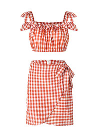 Summer Off The Shoulder Ruffled T-Shirt Female Cross Irregular Skirt Suit Summer Off The Shoulder Ruffled T-Shirt Female Cross Irregular Skirt Suit