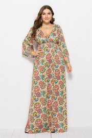 Floral Sexy Long Skirt Large Size Autumn Printed High Waist Dress