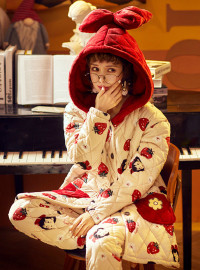 Shop 2020 Three-Layer Cotton Padded Warm Coral Fleece Hooded Cartoon Pajamas Under 74