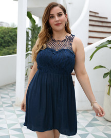 Shop 2021 Dark Navy Cotton Scoop Sleeve Plus Size See Through Dress Under 25 Shop 2021 Dark Navy Cotton Scoop Sleeve Plus Size See Through Dress Under 25