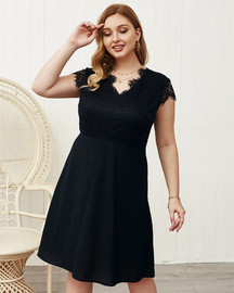 Shop 2020 Black Spandex Lace V Neck Plus Size Daily Dress Under 21 Shop 2020 Black Spandex Lace V Neck Plus Size Daily Dress Under 21