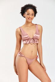 Spaghetti Strap Tie Back Ruffle Triangle Bikini Set Swimsuit Spaghetti Strap Tie Back Ruffle Triangle Bikini Set Swimsuit