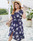 Shop 2021 Wrap Short Sleeve Blue Print Plus Size Flower Summer Dress Under 43