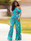 One Shoulder Print Short-Sleeved Belt Wide-Leg Women's Jumpsuit Summer