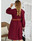 Long Sleeve Loose Casual Plus Size Burgundy Belt Dress
