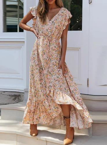 Shop Cheap 2020 Long Dress Boho Floral Print Summer Maxi Dress