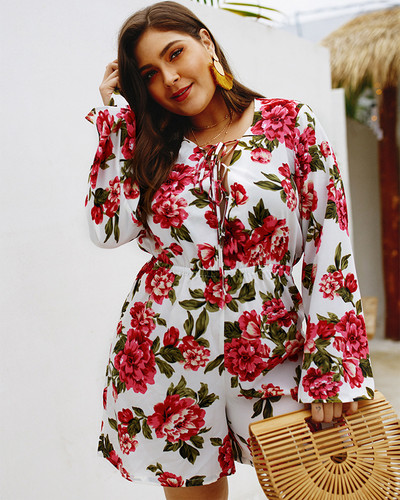 Shop 2021 Print Long Sleeve Flower Plus Size Summer Dress Under 19