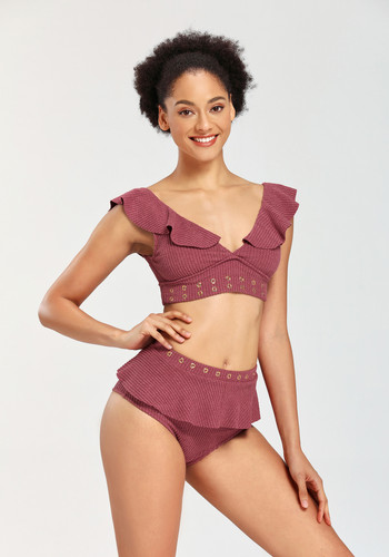 Cute Bikini Two Piece Ruffles Flounce Swimsuit Bathing Suits