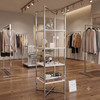 Chrome Etegere Display with Gloss White  Shelves