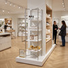 Etegere with 4 White Shelves and Silver Frame