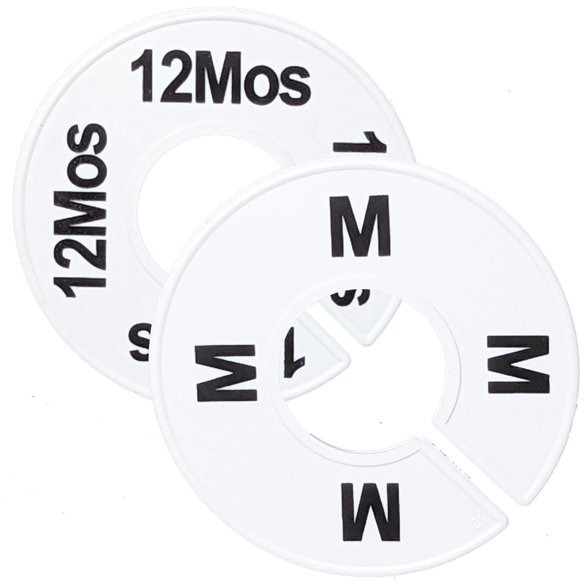 Round Plastic Size Divider White with Black Print