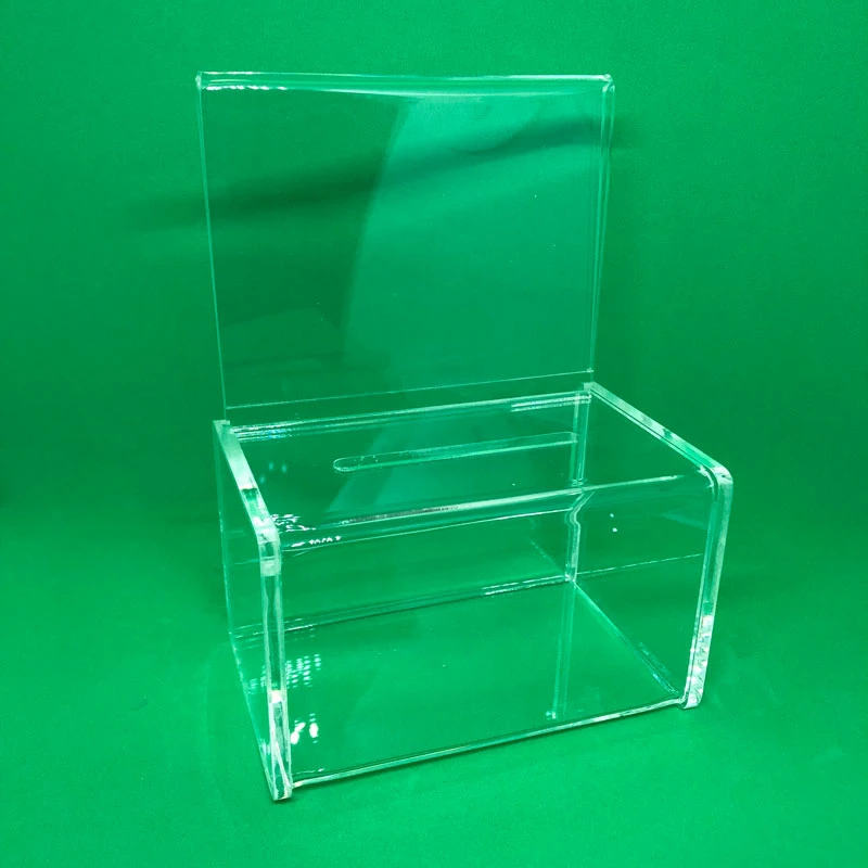 Acrylic Charity Collection Box with Sign Holder