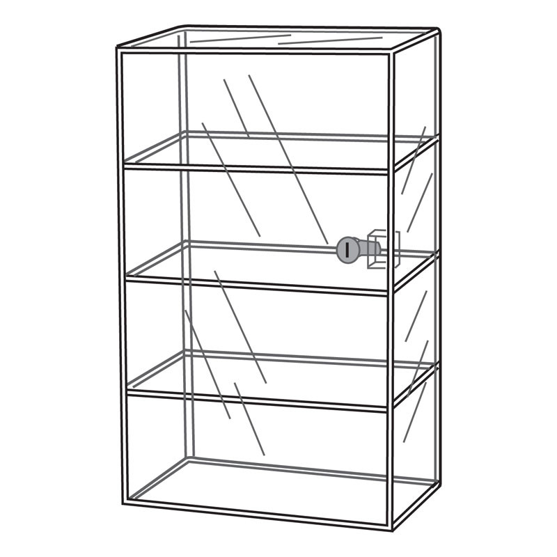 Acrylic Locking Showcase W / 4 Flat Shelves - The Fixture Zone