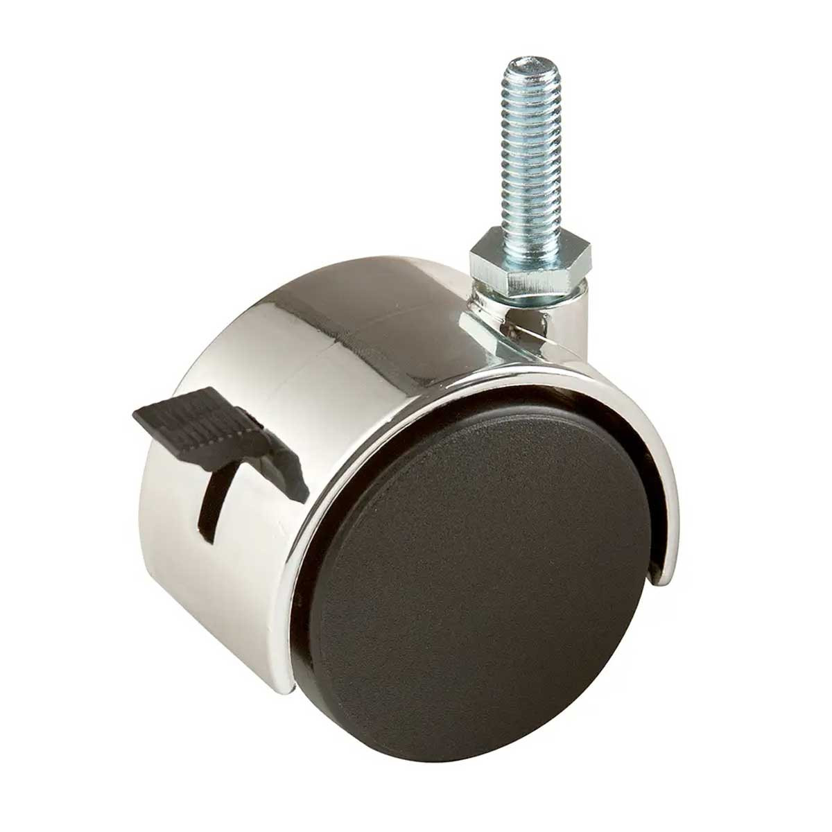 2" Plastic Twin Wheel Caster w/ Locking Brake w/ 1" Stem