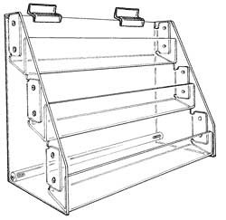 Acrylic Gridwall Tiered Card and Video Rack with Tilted Shelves The