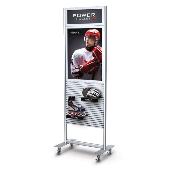 Portable Slatwall Stand 2 Sided with Header 22 x 28