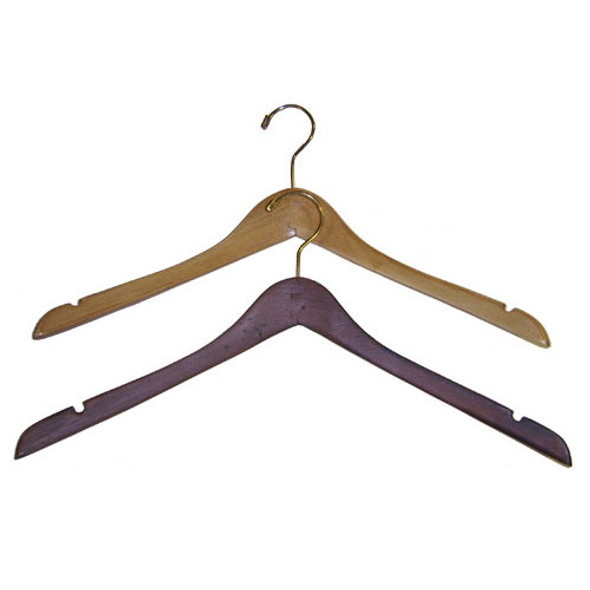 17in. Contoured Wood Coat Hanger, Top Hanger (Box of 100)