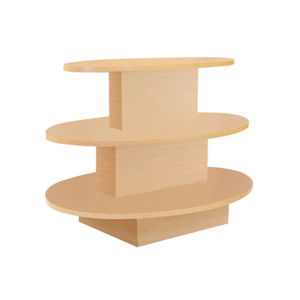 3-Tier Oval Display Table Maple