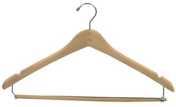 Wooden Contoured Suit Hanger with Locking Pant Bar (Box of 100)