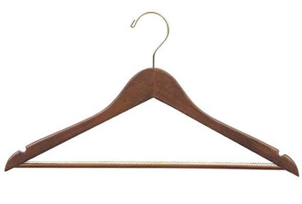 Wood Suit Hanger with Non-Slip Pant Bar (Box of 100)