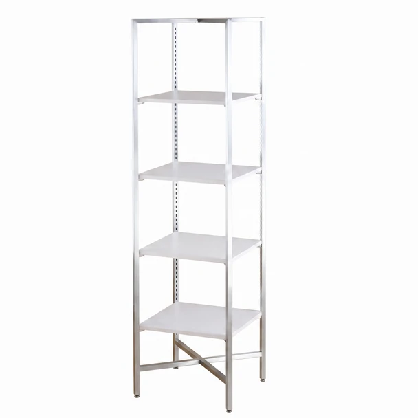 Etegere with 4 White Shelves and Silver Frame
