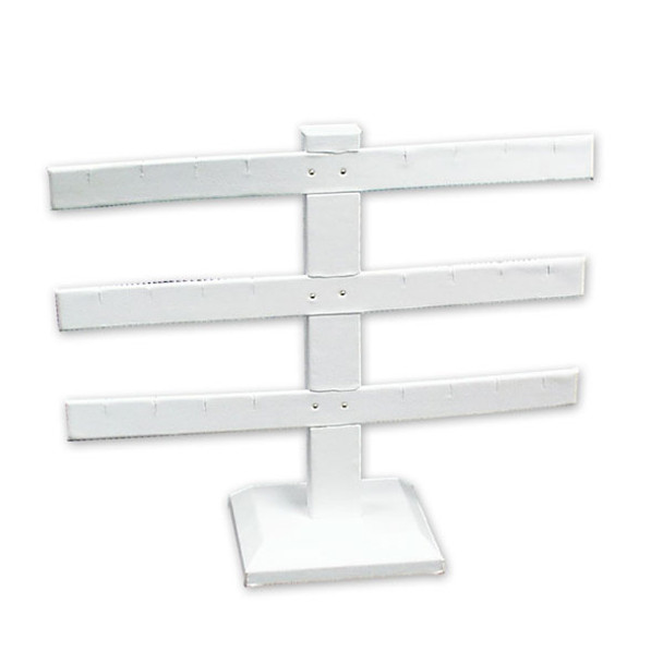 White Leatherette 3 Bar Earring Jewelry Display