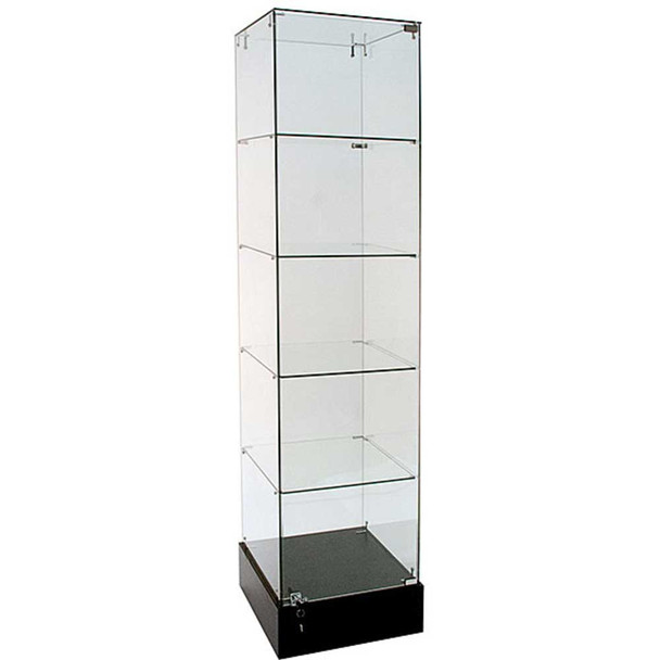 Frameless Glass Tower Display Showcase 18" Square