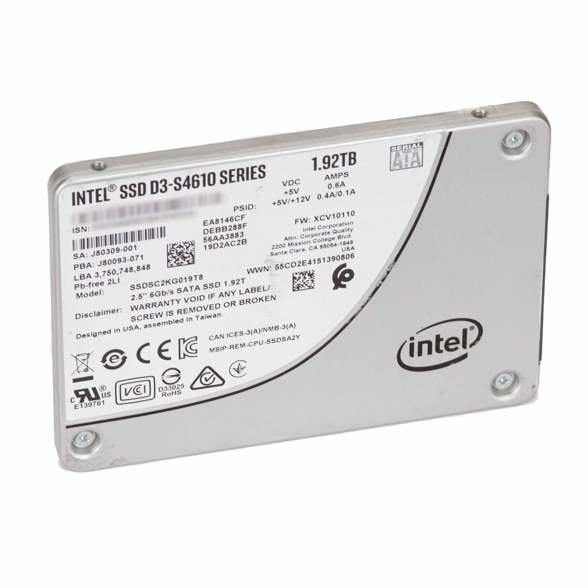 Intel 1.92TB 6Gb/s SATA 2.5" Solid State Drive SSD D3-S4610 SSDSC2KG019T8 - 2025 - Computer Parts