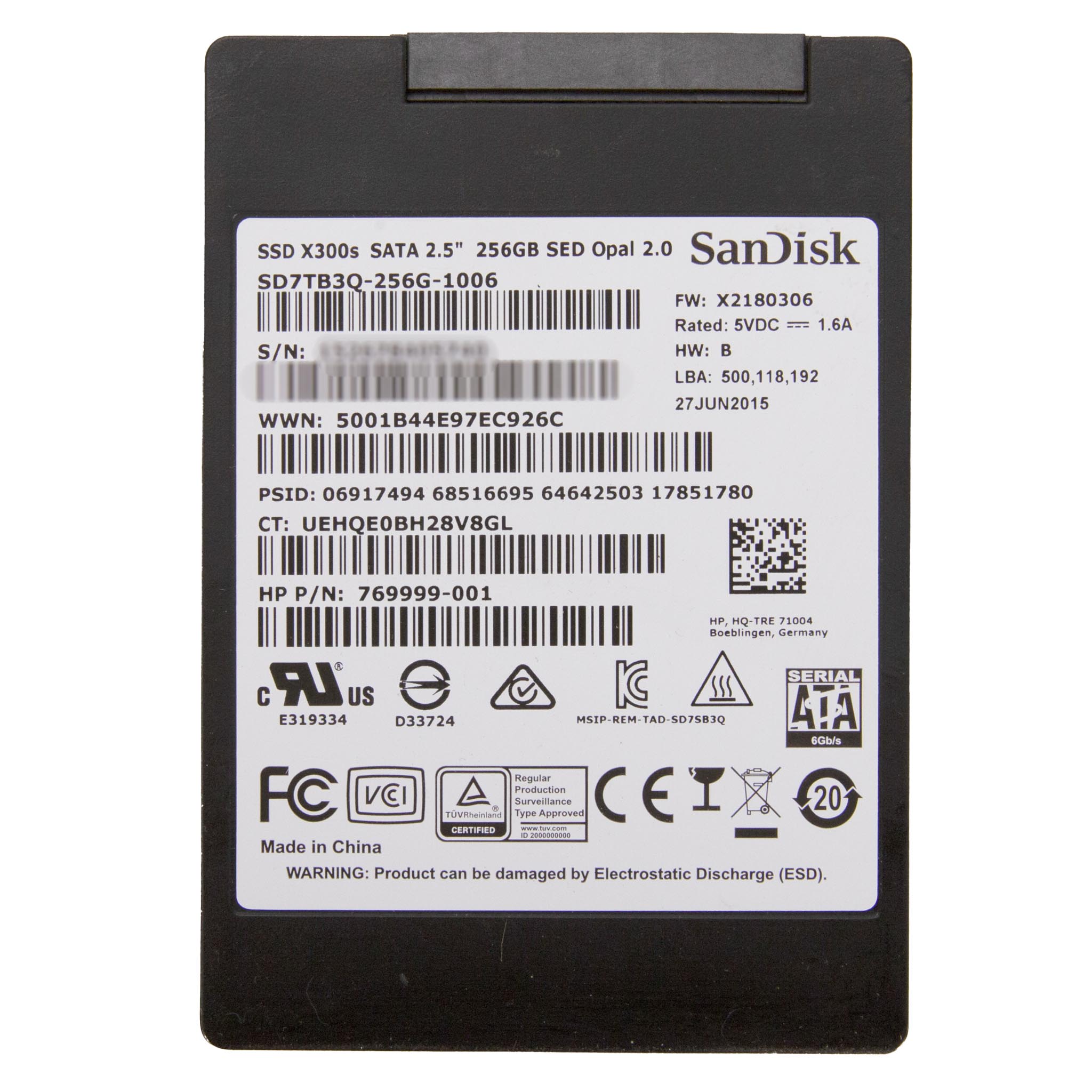 Arabiske Sarabo værdi Synes HP 769999-001 SanDisk X300s SD7TB3Q-256G-1006 256GB SSD 6.0Gb/s SATA III -  Central Valley Computer Parts