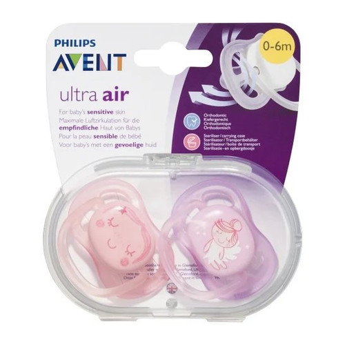 Chupete silicona avent ultraair nit 0-6 m rosa 2 U