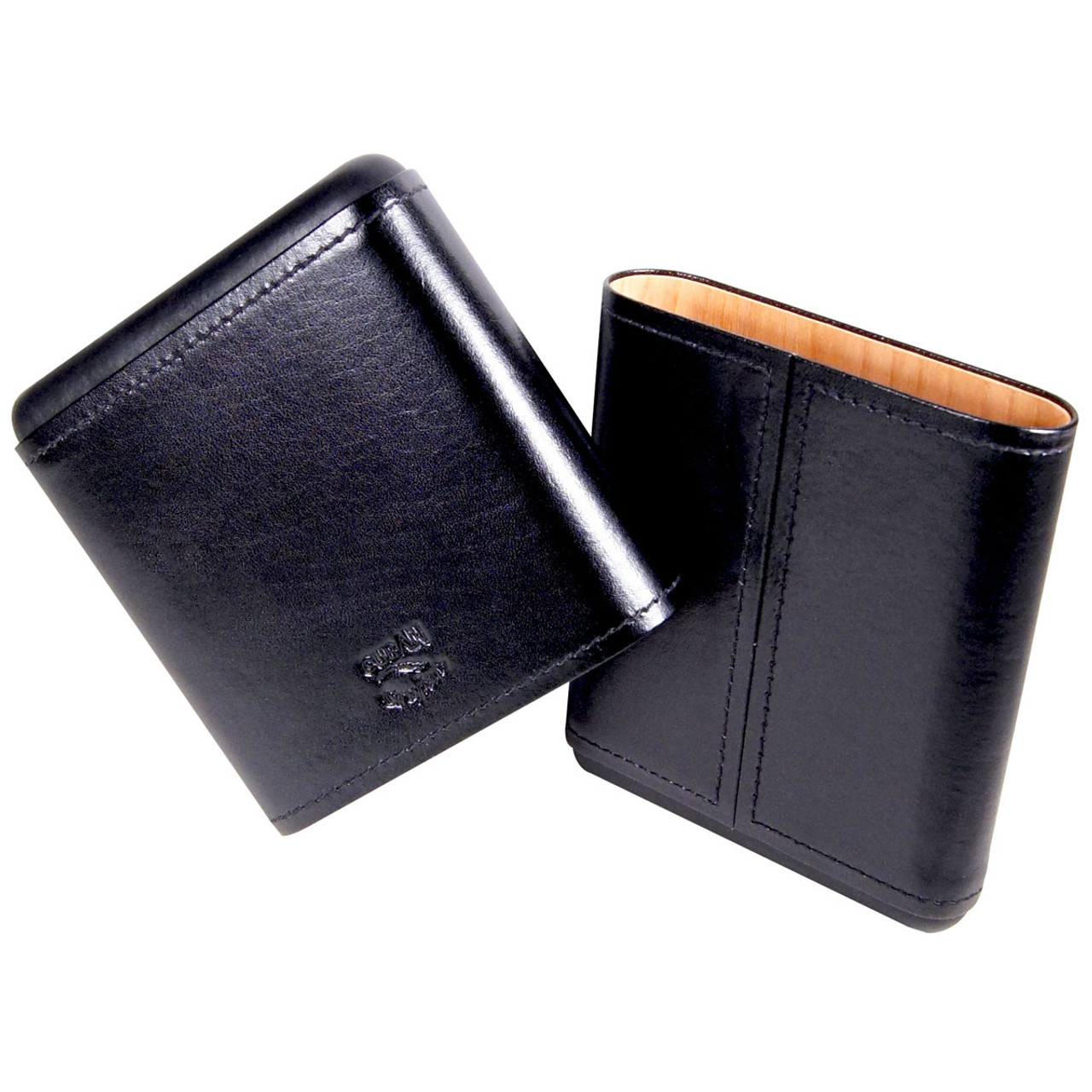 Cuban Crafters Tuscany Leather Cigar Carrying Cases Black 3 Cigars