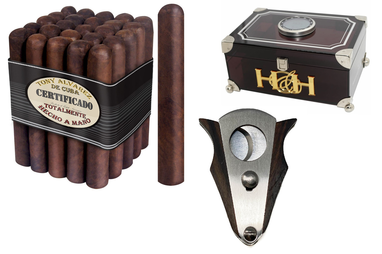 Humidor, Hydrometer, and Cigars - Secreto Cigar Bar