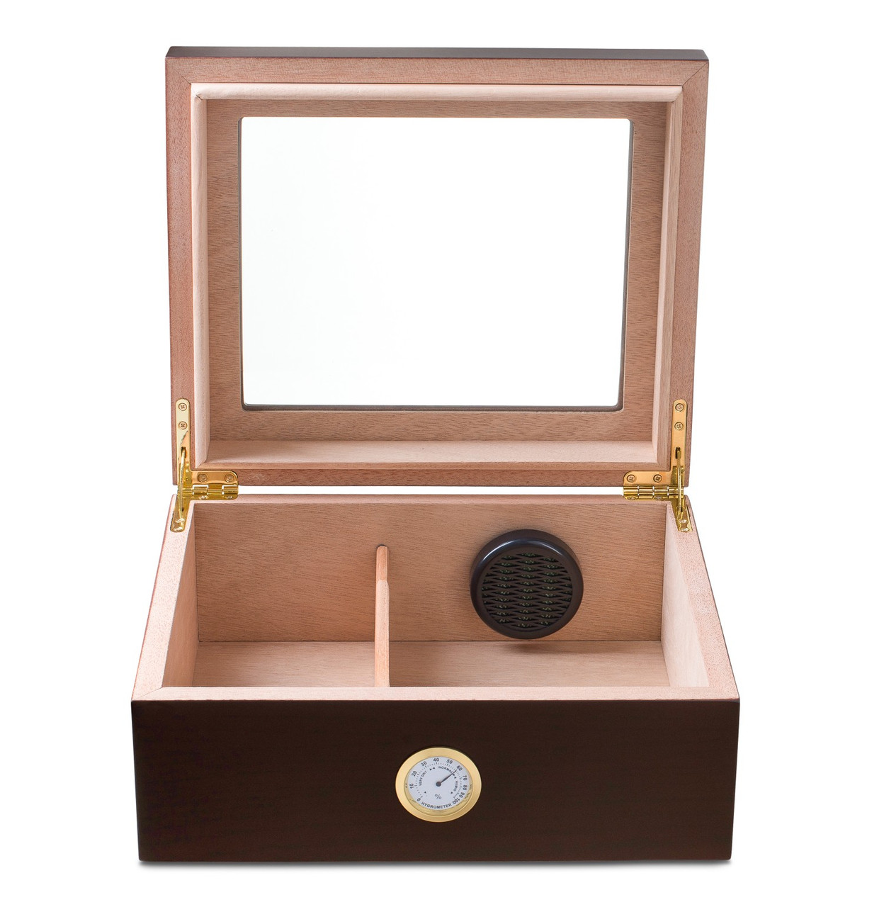"LE ISLE" Glasstop Mahogany Humidor Cigars Crafters