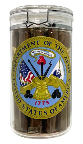 US Army Acrylic Cigar Jar Humidor Humidifier + 20 Army Churchill Cigars