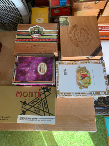 Lot of 7 Empty Wooden Cigar Boxes - Las Cabrillas, Anejo, Te-Amo