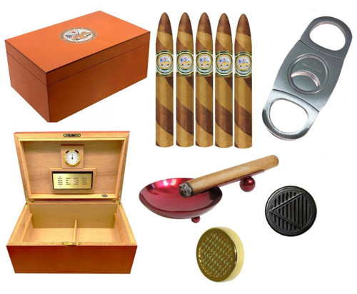 Combo Set ARMY II Corps American Emblems Humidor, Cigars, Cutter & Ashtray