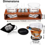 Whiskey Glasses With Side Mounted Cigar + Whisky Chilling Stones and accessories on Wooden Tray
