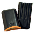 Cigar Case Black Leather Cases Roma Black Saddle 3 Cigars