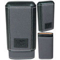 Isla Pocket Humidor Hard Cigar Case Black Leather Black Denim 3 Cigars