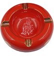 Ashtrays ALL YOU NEED IS LOVE  Red Porcelain with Golden Grooves