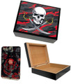 Cigar Humidor JOLLY ROGER Skull and Swords Red with Lighter