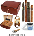 Combo QUORUM (4 Quorum cigars, Humidor for 100 Cigars, Xikar Crystal humi & CBC Cutter)