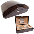 Cuban Crafters Tesoro Dome Humidor - Madagascar Ebony Exterior - Spanish Cedar Interior - High Gloss Piano Shine - Holds 120 Cigars