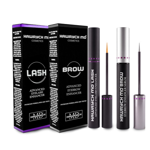 HAWRYCH MD Advanced Lash & Brow Enhancing Duo combines two powerful serums designed to promote longer, fuller-looking lashes and thicker, more defined brows while conditioning and nourishing natural hair.