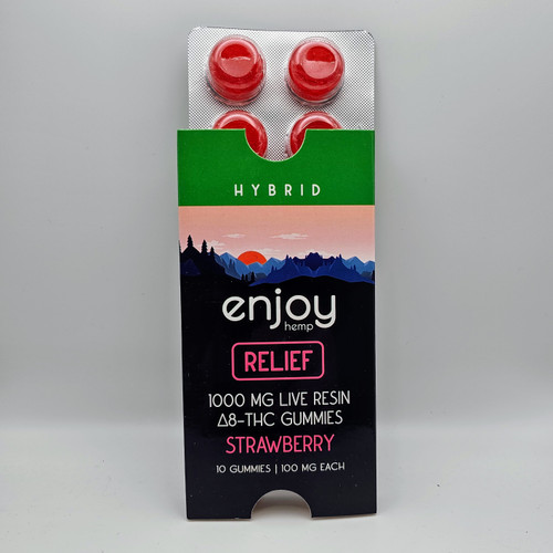 Live Resin Relief Delta 8 THC Gummies Hybrid-Strawberry - 100 mg Each