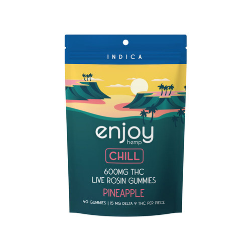 Live Rosin Chill Delta 9 THC 600mg Gummies (Indica-Infused Pineapple) - 15 mg each | 40 gummies