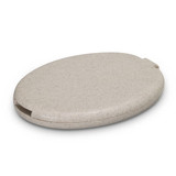 A compact sewing kit in a light beige case with a smooth finish and a subtle speckled design.