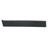 A black strip of material, possibly fabric or plastic, with a straight edge and one jagged edge.