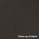 A close-up of a textured fabric in dark grey, showcasing its weave and material detail.